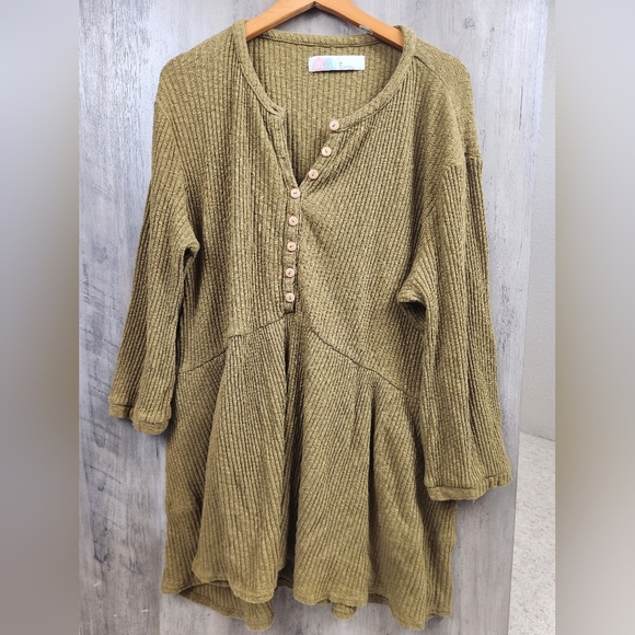 Free People Beach Blossom Button-Up T-Shirt Dress in Mustard Size XS/TP Women's - Picture 5 of 9